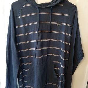 Mens blue long sleeve t shirt with hood